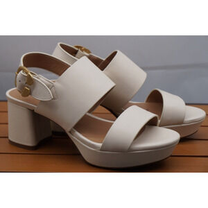 Aerosoles Women's US 7M Camera Platform Sandal Eggshell Leather